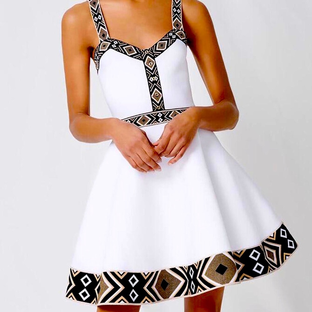 MAJE V NECK WHITE MINI DRESS